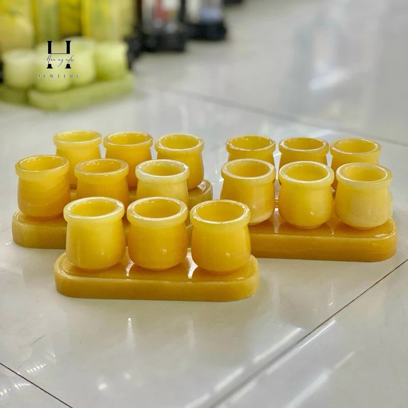 bộ 3 ly đá ngọc hoàng long HANMYNGHE 2 bộ 3 ly đá ngọc hoàng long HANMYNGHE - Hình ảnh 2