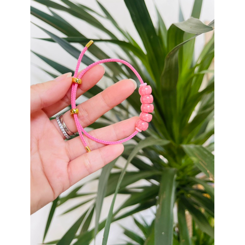 Vòng tay ngũ điếu đá đào hoa loại đẹp không vân đá HANMYNGHE 1 Vòng tay ngũ điếu đá đào hoa loại đẹp không vân đá HANMYNGHE