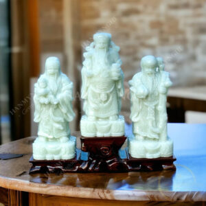 Bộ phước lộc thọ đá non nước tự nhiên chạm tinh xảo 21cm HANMYNGHE