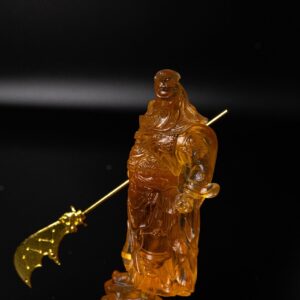 Tượng quan công lưu ly vàng cao 16cm HANMYNGHE