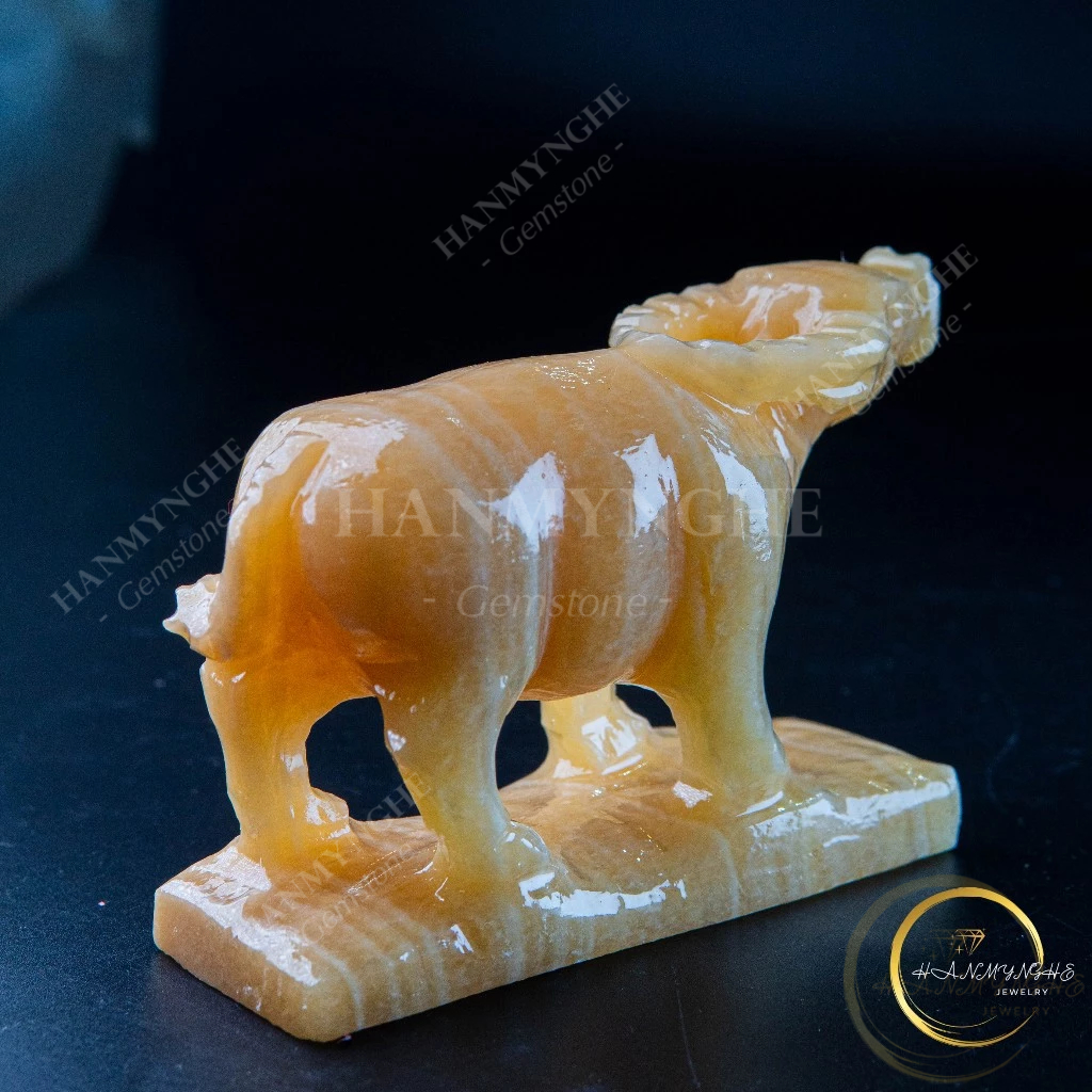 Trâu đá phong thuỷ đá ngọc onyz tự nhiên 12cm HANMYNGHE 1 Trâu đá phong thuỷ đá ngọc onyz tự nhiên 12cm HANMYNGHE