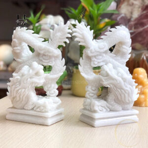 Tượng Rồng phong thủy đá tự nhiên-trắng