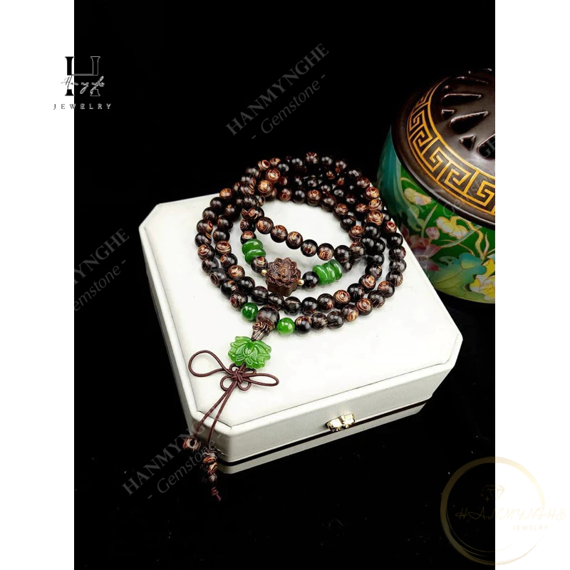 Vòng tay trầm hương sánh chìm mix sen đá bích và ngũ điếu HANMYNGHE 2 Vòng tay trầm hương sánh chìm mix sen đá bích và ngũ điếu HANMYNGHE - Ảnh 2