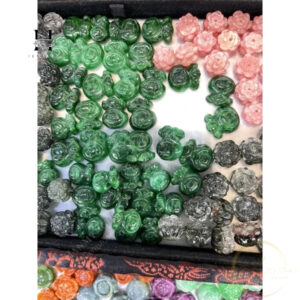 Vòng tay túi tiền đá ngọc sơn thuỷ dây lõi thép 2 mm HANMYNGHE