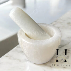 Cối đá non nước màu trắng giả gia vị đá tự nhiên nguyên khối HANMYNGHE