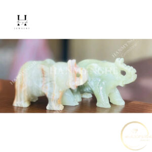 Cặp voi đá ngọc onyz tự nhiên 7.5 cm HANMYNGHE