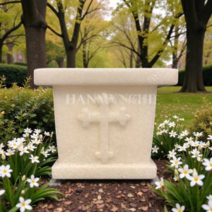 Lư hương công giáo hình chữ nhật đá trắng tự nhiên nguyên khối HANMYNGHE