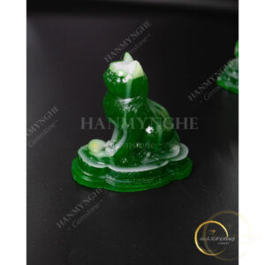 Tượng con mèo màu xanh ngọc cao 10cm bột đá đúc HANMYNGHE