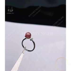 Nhẫn đá thạch anh dâu tây hồng freesize HANMYNGHE