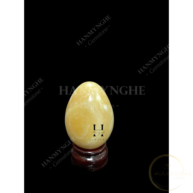 Quả trứng đá ngọc hoàng long cao 9 cm kèm đế gỗ HANMYNGHE