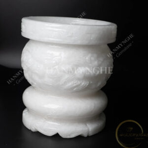 Lư hương chạm rồng đá trắng non nước tự nhiên nguyên khối HANMYNGHE