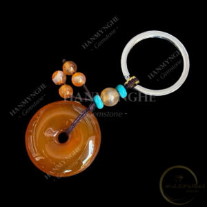 Móc chìa khoá đồng điếu đá mã não tự nhiên HANMYNGHE