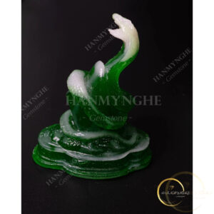 Tượng con rắn màu xanh ngọc cao 10cm bột đá đúc HANMYNGHE