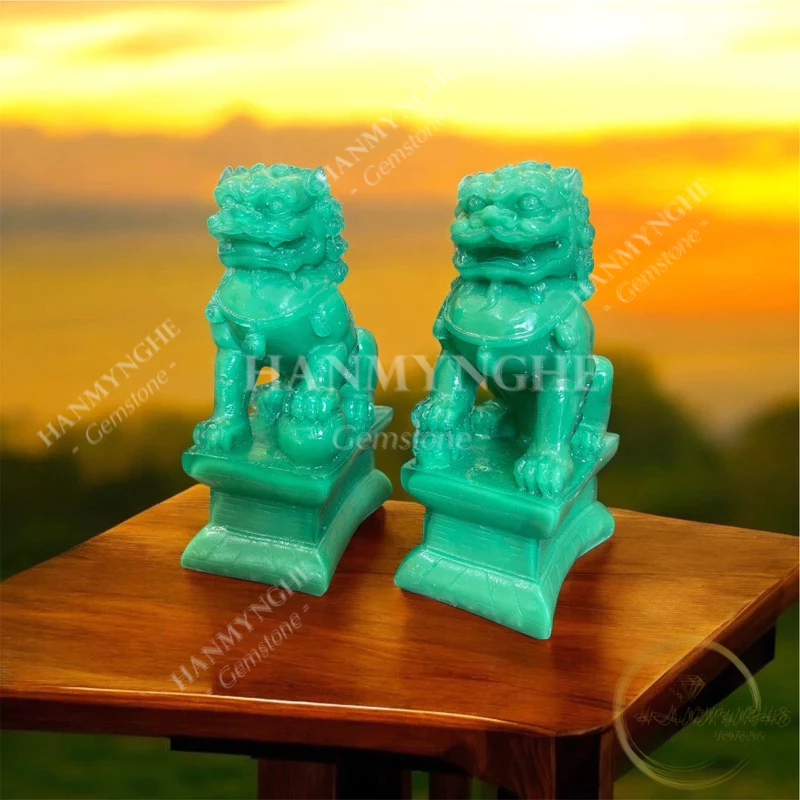 Cặp kỳ lân 17 cm bột đá non nước HANMYNGHE 1 Cặp kỳ lân 17 cm bột đá non nước HANMYNGHE