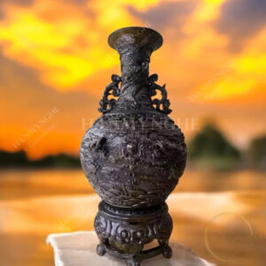 Lục bình chạm rồng cao 52 cm bột đá đúc HANMYNGHE