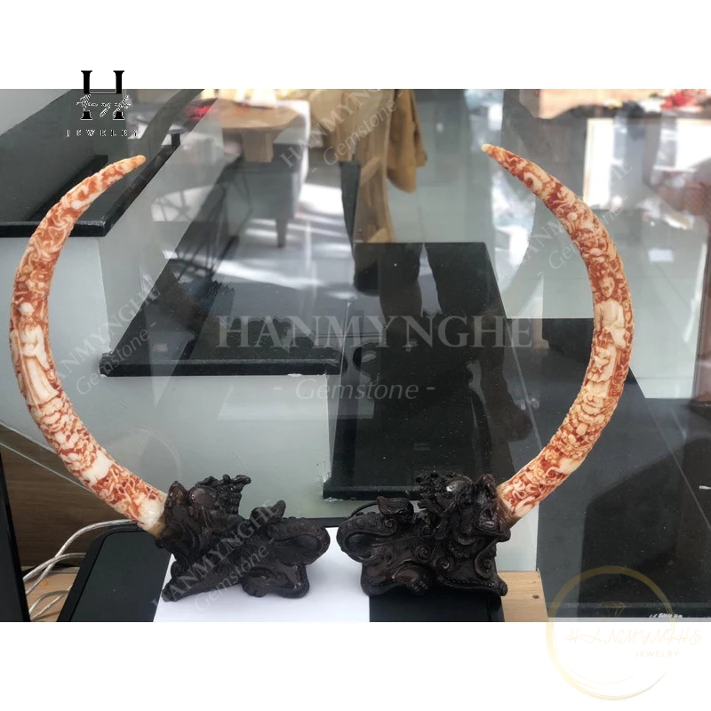 Cặp ngà bột đá non nước cao 45 cm HANMYNGHE 3 Cặp ngà bột đá non nước cao 45 cm HANMYNGHE - Ảnh 3