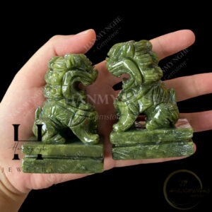 Cặp kỳ lân đá ngọc spentine cao 7cm -10cm -15cm để bàn HANMYNGHE