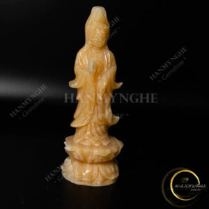 Tượng quan âm đá ngọc hoàng long cao 20cm HANMYNGHE