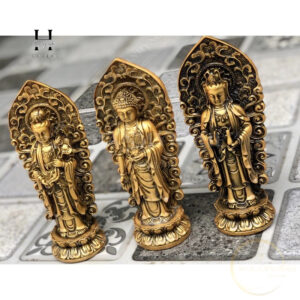 bộ tam thế phật cao 20 cm màu nhũ vàng