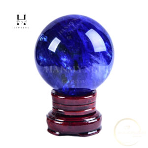 Quả cầu đá màu xanh biển hợp mệnh thủy 10cm kèm đế HANMYNGHE