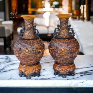 Lục bình chạm rồng bột đá đúc cao 52 cm HANMYNGHE