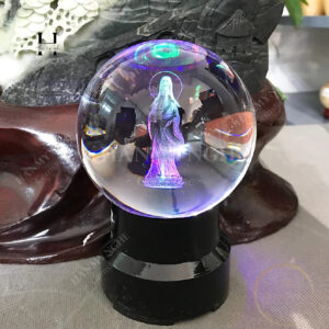 Quả cầu phong thủy pha lê Phật bà Quan Âm HANMYNGHE