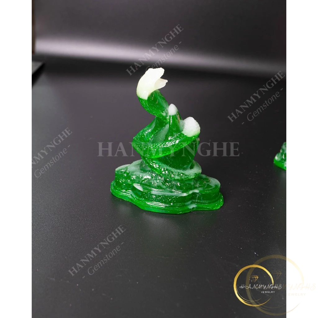 Tượng con rắn màu xanh ngọc cao 10cm bột đá đúc HANMYNGHE 2 Tượng con rắn màu xanh ngọc cao 10cm bột đá đúc HANMYNGHE - Ảnh 2
